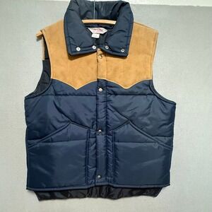 Vintage 80s Best Jim Catfish Hunter Blue Tan Western Yoke Puffer Vest  Men M